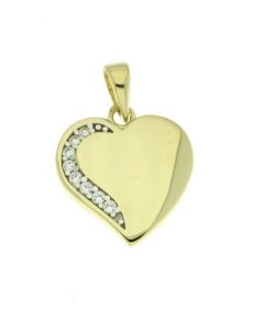 Colgante conmemorativa 'Corazón' de oro amarillo 14k con piedra zirconia