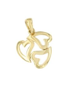 Colgante conmemorativa 'Tres corazones' de oro bicolor 14k