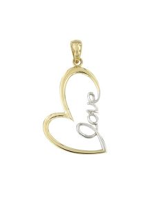 Colgante conmemorativa 'Love' de oro bicolor 14k