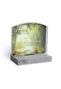 Memorial con placa de vidrio y foto personale