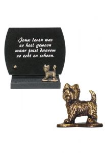 Memorial con perro de bronce