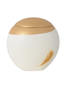 Urna fibra de vidrio 'púmula' blanco y dorado