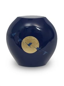 Urna fibra de vidrio 'Zéphyre' azul con pan de oro