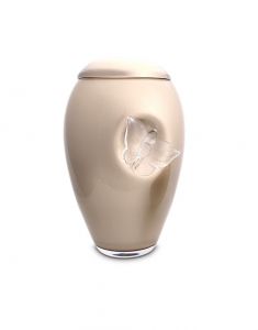 Urna incineración de cristal con mariposa cappuccino