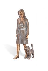Escultura funeraria Mujer con gato – decoración funeraria – 3D, libre, con taco de fijación en la parte inferior