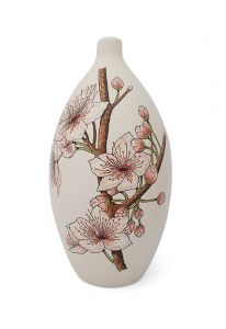 Urna pequeña para cenizas pintada a mano 'Flor de cerezo'