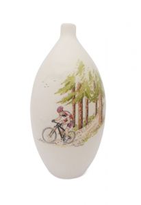 Urna pequeña para cenizas pintada a mano 'Ciclismo de montaña'