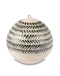 Urna para cenizas cerámica hecha a mano con rayas negras