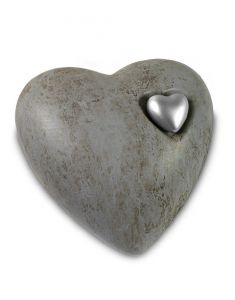 Urna para cenizas cerámica gris con corazón de plata