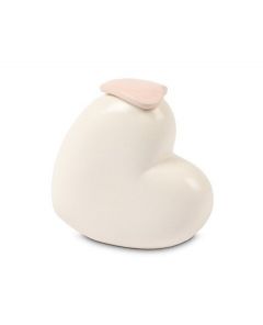 Mini urna 'Para siempre en nuestro corazón' con tapa rosa en forma de corazón