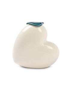 Mini urna 'Para siempre en nuestro corazón' con tapa azul en forma de corazón