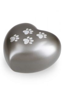 Urna para mascotas de corazón gris francesa con huellas, diferentes tamaños