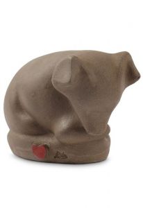 Urna para perro en cerámica hecha a mano con corazón – antracita