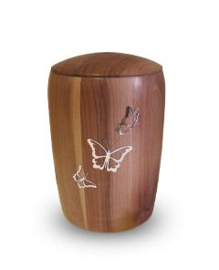 Urna funeraria de madera de nogal 'Mariposas'