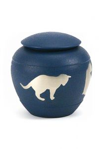 Urna silueta gato con país azul