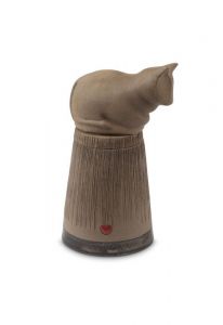 Urna para cenizas de gato en cerámica hecha a mano con corazón – antracita