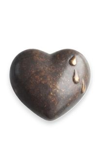 Miniurna bronce corazón con lágrimas