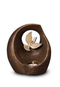 Miniurna funeraria ceramica paloma de la paz (con vela)
