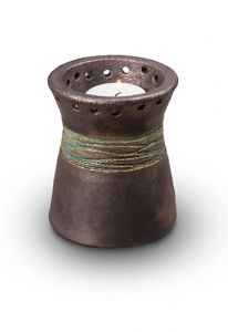 Miniurna funeraria cerámica con vela