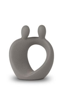 Mini urna para cenizas de cerámica « Familia » gris
