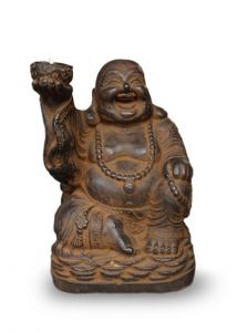 Urna funeraria bronce Buda sonriendo con vela