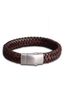 Pulsera cuero trenzado para cenizas 'Embrace' marrón oscuro