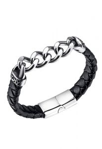 Pulsera trenzada para cenizas de cuero negro