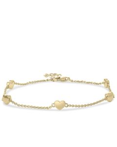 Pulsera conmemorativa de chapado en oro amarillo con 5 corazones de 5 mm