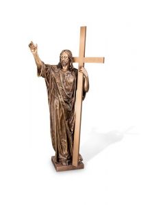 Escultura conmemorativa Cristo con cruz – 3D, libre, con taco de fijación en la parte inferior