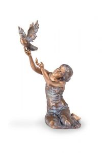 Escultura funeraria Mujer en duelo con paloma – edición limitada, 3D, libre, con taco de fijación en la parte inferior