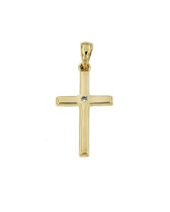 Colgante conmemorativa 'Cruz' de oro amarillo 14k con piedra zirconia