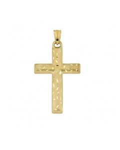 Colgante conmemorativa 'Cruz' de oro amarillo 14k mate y brillante