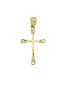 Colgante conmemorativa 'Cruz' de oro 14k con piedra zirconia