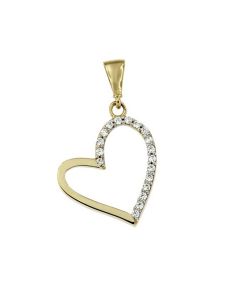 Colgante conmemorativa 'Corazón' de oro 14k con piedra zirconia