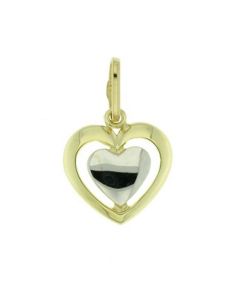 Colgante conmemorativa 'Dos corazones, un amor' de oro bicolor 14k