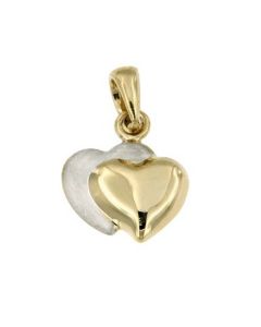 Colgante conmemorativa 'Corazón doble' de oro bicolor 14k