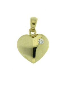 Colgante conmemorativa 'Corazón' de oro amarillo 14k con piedra zirconia