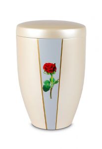 Urna funeraria de metal 'Rosa' crema blanca