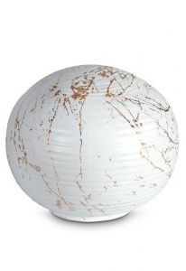 Mini urna para cenizas de porcelana 'Sfera' - Mármol de Carrara con vetas doradas