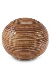 Mini urna para cenizas de porcelana 'Sfera' - Marrón óxido - pintada a mano