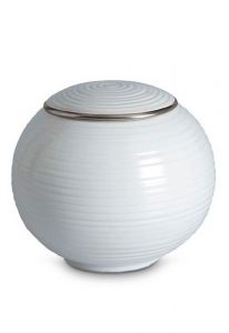 Mini urna para cenizas de porcelana 'Sfera' - Borde color platino