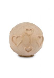 Mini urna para cenizas 'Sfera' con corazoncitos - madera de pino