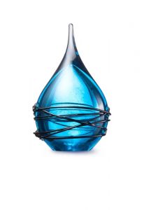 Miniurna incineración cristal gota 'Swirl' azul claro