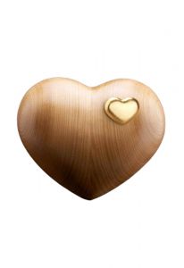 Mini urna funeraria corazón de oro | cerezo lacado satinado
