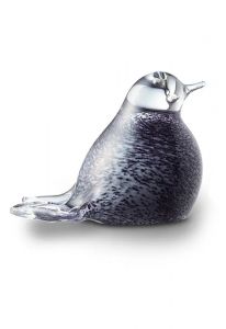 Mini urna para cenizas cristal 'Pájaro' black-white melange