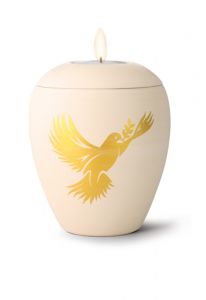 Miniurna ceramica con vela 'Paloma de la paz'