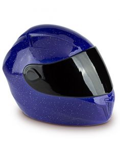 Urna de cerámica casco de moto azul