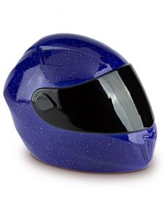 Urna de cerámica casco de moto azul