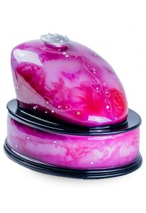 Urna para cenizas tanque de moto hecha a mano 'Pink Rose'