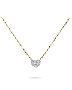 Colgante conmemorativa corazón de chapado en oro amarillo con zirconias y collar